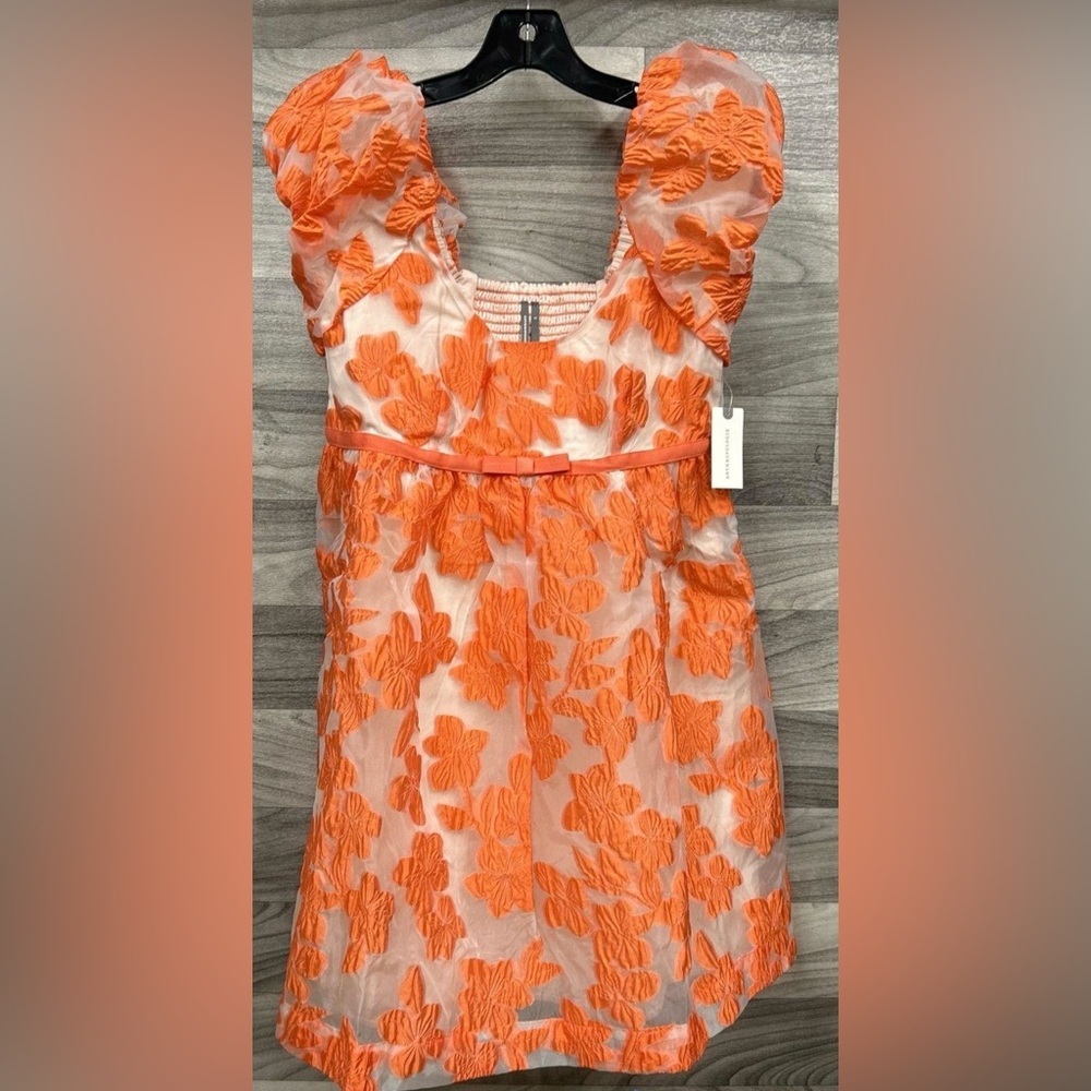 NWT Anthropologie Puff-Sleeve Scoop-Neck graduation spring floral Mini Dress S - Picture 5 of 8